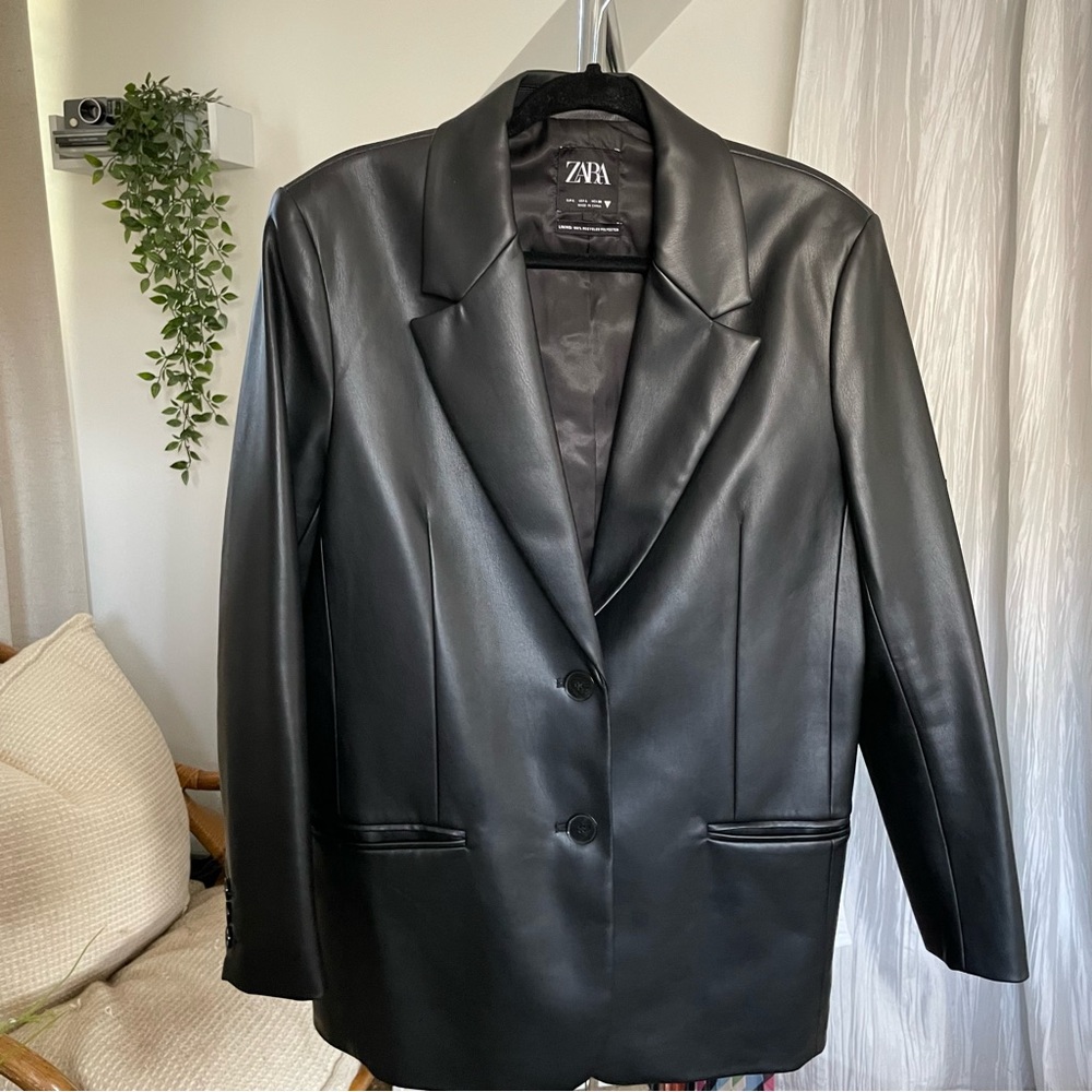 Zara Faux Leather Blazer
